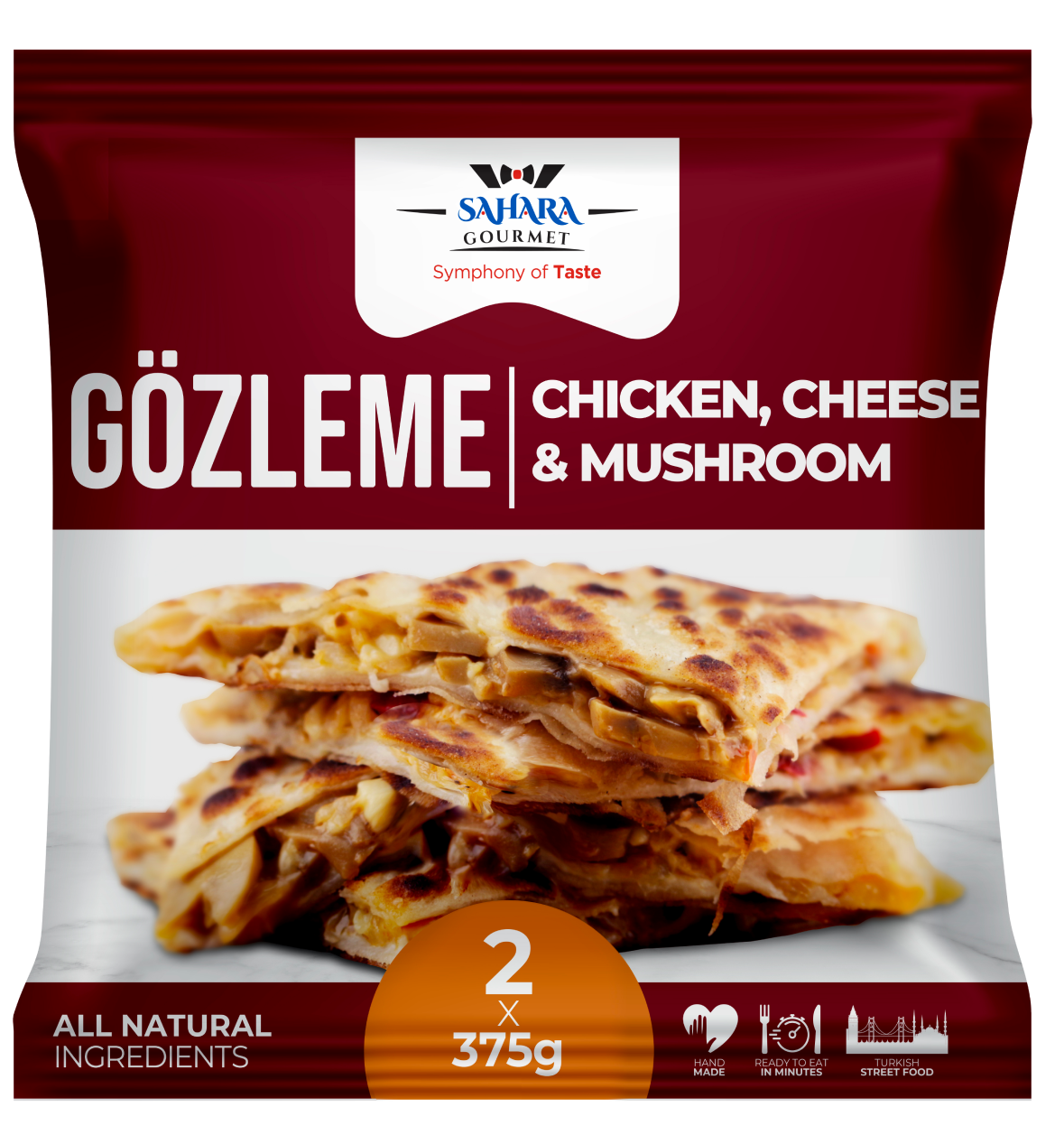 Sahara Gozleme Chicken, Cheese and Mushroom 750g (Twin Pack)