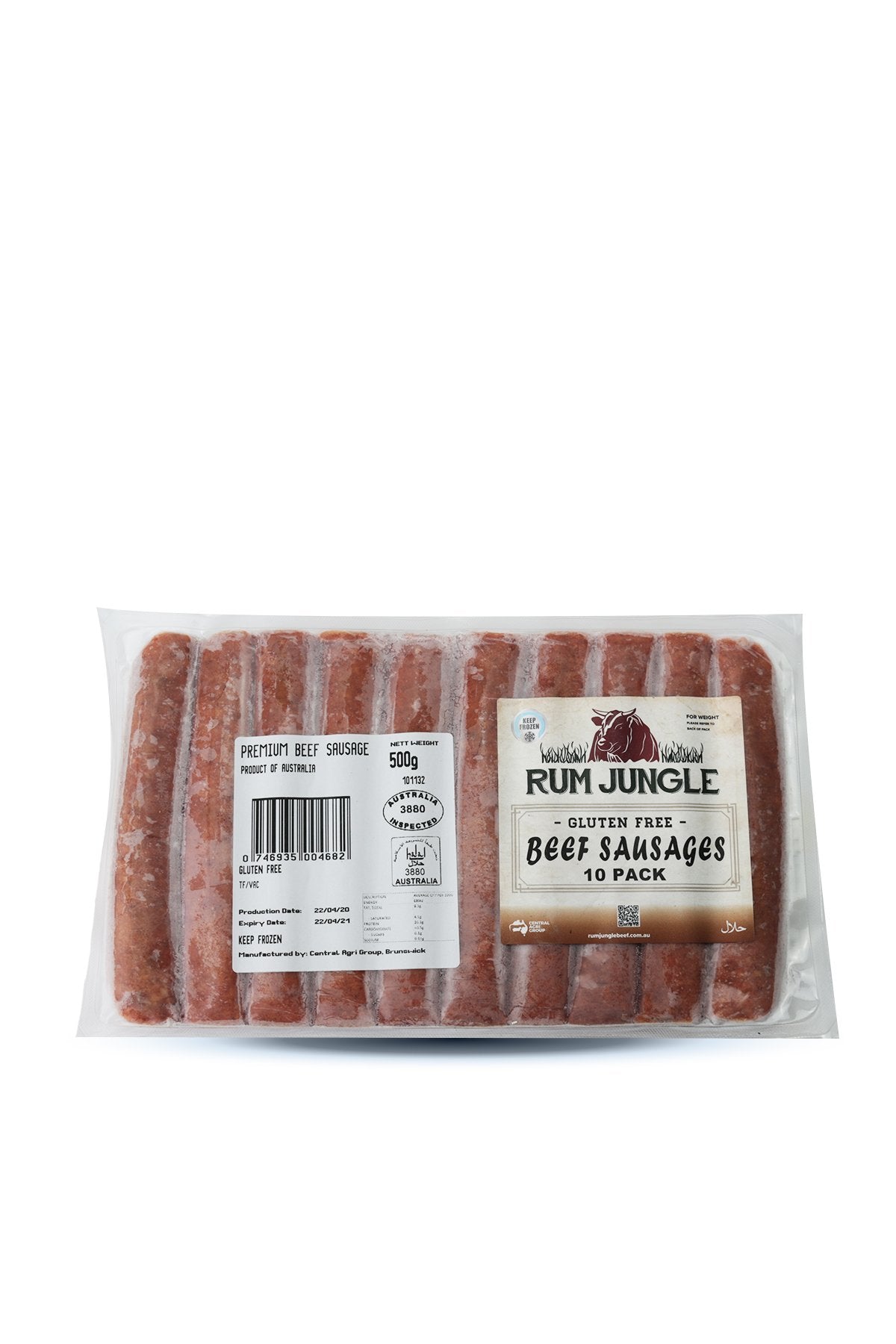 Rum Jungle Beef Sausages Gluten Free - Frozen